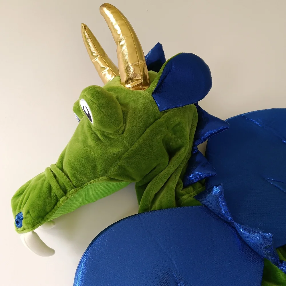 Dragon Halloween Costume Plush Velour with Stuffed Head